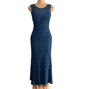 Vestido de encaje azul de graduación Nina Canacci para mujer talla 4 - Imagen 1 de 14