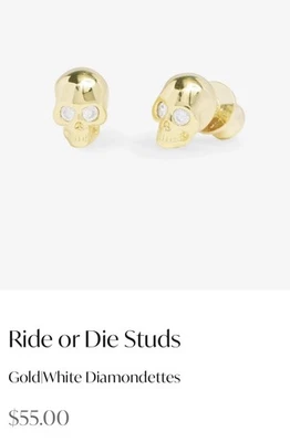 Melinda Maria Ride Or Die Gold Stud Skulls - Image 1 of 4