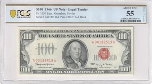 1966 $100 Red Seal Legal Tender Note Fr 1550 - PCGS 55 Details - Picture 1 of 2