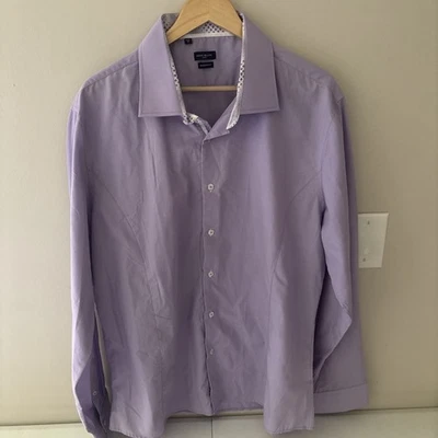 Rosso Milano Shirt Mens 4XL (18) Solid Purple Modern Fit Italy Made Button Up - Image 1 of 4