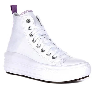 Converse A03667C All Star Move Hi Junior Unisex Trainer Bianco Viola UK 3 - 7 - Imagen 1 de 6