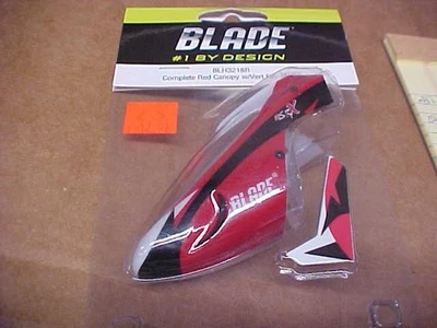 BLADE BLH3218R = COMPLETE RED CANOPY W/VERTICAL FIN : mSR X(NEW) - Image 1 of 2