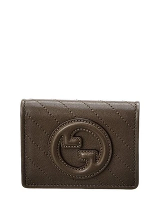 Estojo de cartão feminino Gucci Blondie couro verde - Imagem 1 de 4