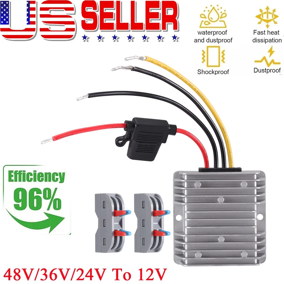 Convertidor regulador de voltaje DC 48V/36V/24V a 12V 20A 240W reductor impermeable Foto 1 de 4