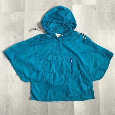 CHAQUETA MUJER SILENCE NOISE PEQUEÑA AZUL Cortavientos con Capucha Recortada PONCHO a Presión Foto 1 de 4