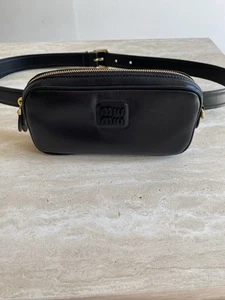 Miu Miu Black Leather Belt Bag Size 85 Brand New - Picture 1 of 10