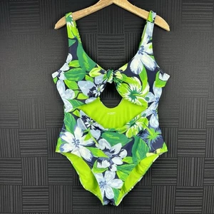 Aerie Damen Größe XXL grün blau Blumen tropischer Cut Out Einteiler Badeanzug - Bild 1 von 8