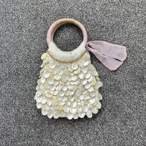 Bolso de mano Y2K vintage mini concha con cuentas seda círculo mango concha marina - Imagen 1 de 8