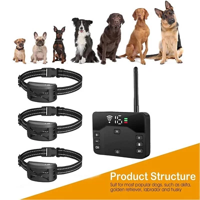 Sistema de contención de cerca eléctrico inalámbrico amortiguador de collar de entrenamiento para 1/2/3 perro Foto 1 de 4