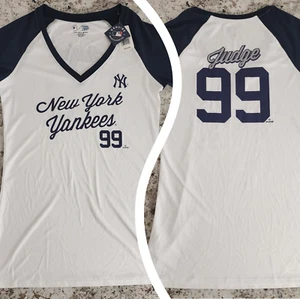 Women's Small MLB New York Yankees Aaron Judge #99 Fitted Short Sleeve T-Shirt V - Picture 1 of 14