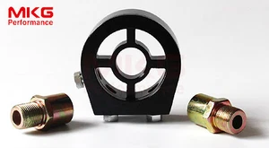 Universal Turbo Sensor Aluminum Oil Filter Sandwich Plate Cooler Adapter Kit BK - Picture 1 of 5