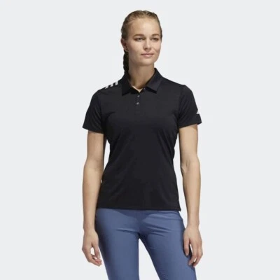 ADIDAS Women's Black 3 Stripes Shoulder Tee RRP £30 - Image 1 of 3