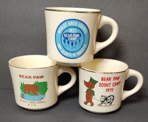 Lot of 3 Rare Vintage BEAR PAW BOY CUB SCOUT CAMP Coffee Cups 1972 Nicolet Area - Picture 1 of 17