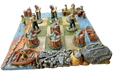 Fisherman's Tic Tac Toe Board Game  Fishing Theme Resign Vintage Super Detailed - Image 1 of 4