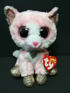 Peluche gatto nuovo con etichette TY Beanie Boos 6" FIONA rosa boo occhi glitter gattino scintillante NUOVO - Foto 1 di 2