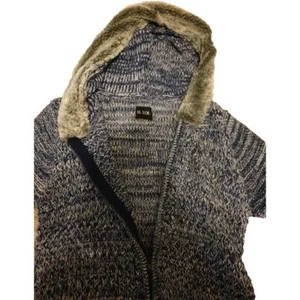 B You hooded cardigan size 12/14 blue and white - Picture 1 of 6