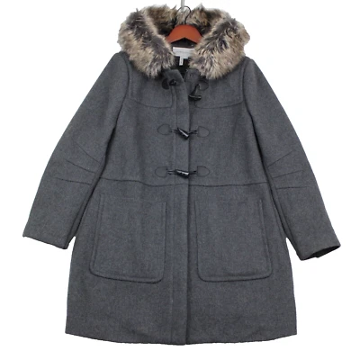 BCBGeneration Women's Full Zip Hooded Pea Coat Size Large Gray - Image 1 of 4