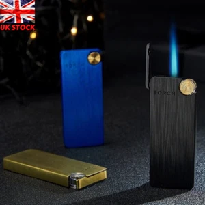 Windproof Refillable Butane Lighter Torch Flame Cigar Cigarette Lighters Jet Gas - Picture 1 of 18