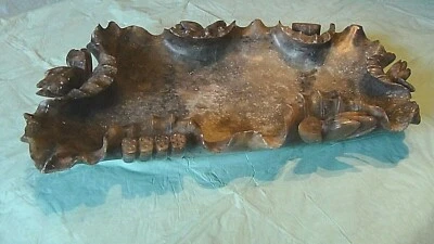 СТАРИННЫЙ 19c китайский большой мыльный камень лотос лист столешница резная щетка шайба - Изображение 1 из 4