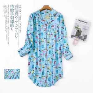 Long Flannel Nightgown for Womens Flannel Nightgown Button Down Boyfriend - Picture 1 of 1