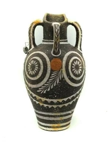 Antica ceramica minoica Kamares museo greco Oinochoe replica Creta 8,27 in - Foto 1 di 5