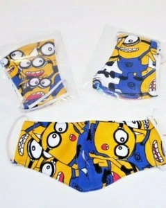 3 pack Kid HANDMADE FACE COVER Children MASK custom Happy Minions Dave Tom NEW + - Picture 1 of 12