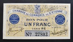 Chambre de Commerce de Saint-Etienne (42) - 1 Franc - Délibération du 20/08/1914 - Foto 1 di 2