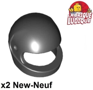 LEGO 2x Copricapo Elmetto Casco Motocicletta Moto Pilota Nero/Black 2446 New - Picture 1 of 1