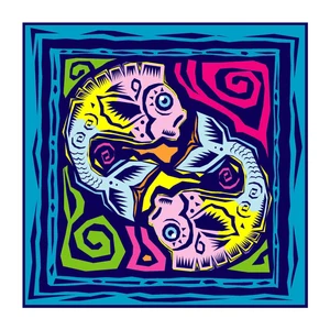 Men's 100%Silk Pocket Square Constellation Series Pisces 53cm 21" Hand rolled - Picture 1 of 8