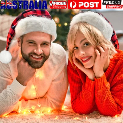 Santa Hat Christmas Fluffy Soft Xmas Cap Holiday Costume Office Party Adult Gift - image 1 of 4