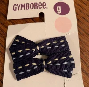 Gymboree Whale Watching Embroidered Striped Bow Barrettes 2 Pack NWT - Picture 1 of 1