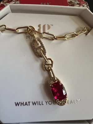 Bomb Party Necklace NK13277 "Dazzling Heartfelt Desire" July 2025 Ruby/Gold - Image 1 of 4