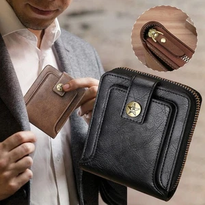 Portafoglio Uomo RFID Blocco Pelle Bifold Porta Carte di Credito ID Zip Intorno Borsello - Foto 1 di 23