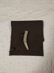 Vintage indianische handgefertigte Ledertasche 6 x 6,5 Zoll für Gürtel schwarz - Bild 1 von 9