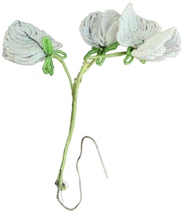 Beautiful Antique Beaded Flowers on Wire Stem – VGC – BEAUTIFUL IRIDESCENT - Picture 1 of 5