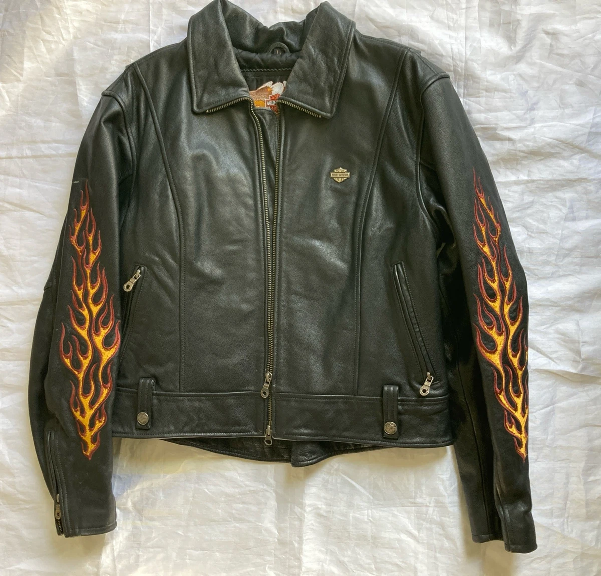 Harley Davidson Leather Jacket Flames for sale | eBay