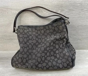 Coach Phoebe Women's Gray Canvas Signature Logo Shoulder Strap Tote Handbag - Picture 1 of 5