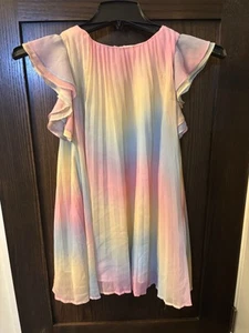 H&M Girls A-Line Pleated Dress, Pastel Colors, Size 7 - Picture 1 of 3
