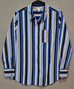 Nine West Long Sleeve Dress Shirt Size Medium – Eye-Catching Multicolor Stripes - Picture 1 of 6