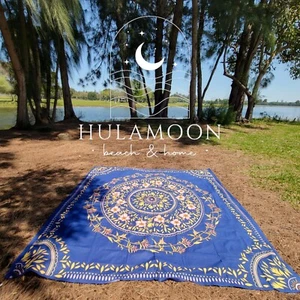Mandala Tapestry 100% Cotton 83 X 80 in Camping / Beach / Dorm Decor Blue - Picture 1 of 3