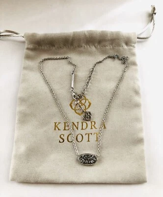 Collar Firmado KENDRA SCOTT Elisa Platino Chapado en Rodio Drusy Tono Plata Foto 1 de 4