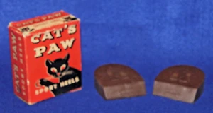 Vintage CAT’S PAW Rubber Sports Heels 5/8 Brown Size 2 in Original Box - Picture 1 of 8