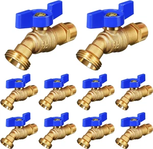 10 Pack Male Hose Bib 1/2" MIP X 3/4" MHT, 1/4 Turn Brass Garden Faucet Shut off - Picture 1 of 12