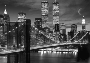 NEW YORK SKYLINE TORRI GEMELLE PONTE DI BROOKLIN LN0022 POSTER 3D LENTICOLARE - Imagen 1 de 1