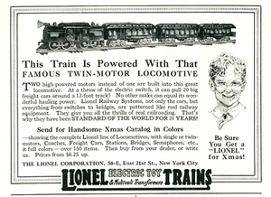 1921 Original Lionel Electr Train Ad Twin Motor Locomotive + Meccano Erector Set - Picture 1 of 2