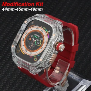 Transparent Case Rubber Band Strap For Apple Watch Bands Ultra 2 49mm Mod Kit - Picture 1 of 54