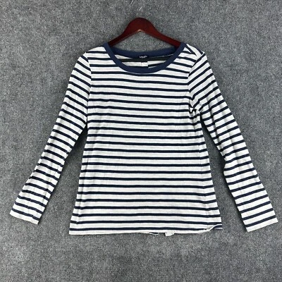 Splendid Top Womens Medium Blue Striped Cotton Long Sleeve Tee Pullover Buttons - Image 1 of 4