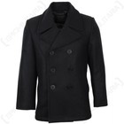 Mil-Tec US Navy Pea Coat - Black - Military Style Double Breasted Wool Jacket
