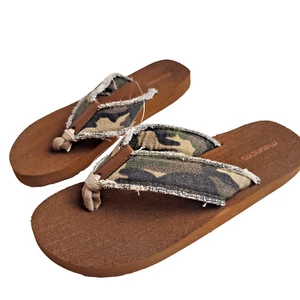 Sandalias Maurices Mujer Chanclas Verde Lea Camufladas Talla 7 Lona Envejecida Nuevas - Imagen 1 de 6