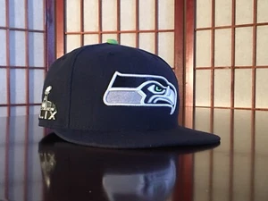 Gorra ajustada Seattle Seahawks Super Bowl XLIX 49 bordada azul nueva era 59Fifty - Imagen 1 de 10
